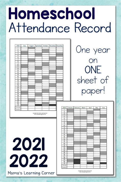 2021 Free Printable Attendance Sheet The Easy Solution For Homeschool