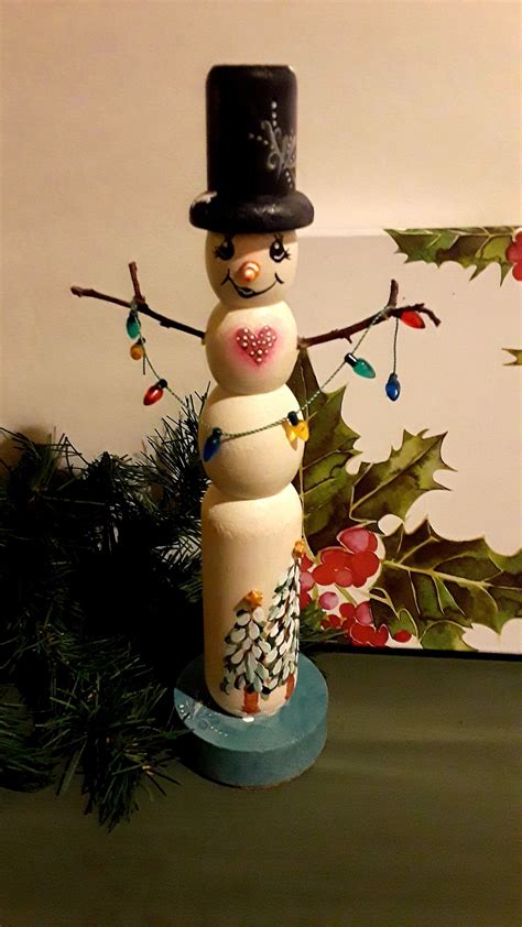Snowman Candlestick Winter Mantel Or Table Decoration Etsy