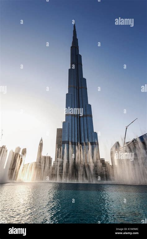 Burj Khalifa Lake Fountain Show Skyscraper Downtown Dubai United