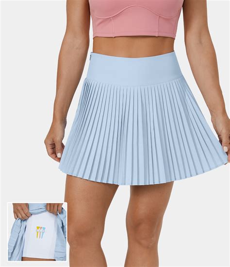 Womens High Waisted Side Pocket 2 In 1 Pleated Golf Skirt Golf Tee