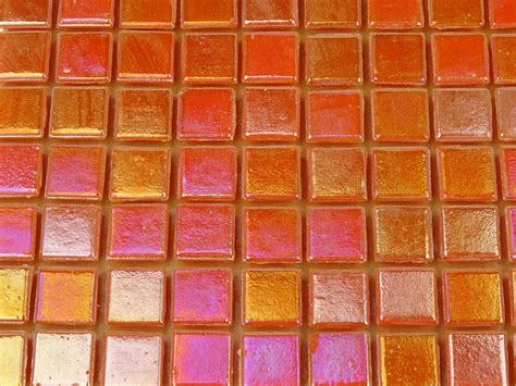 841 Full Sheet 10mm Iridescent Micro Tile Orange Mosaic Heaven