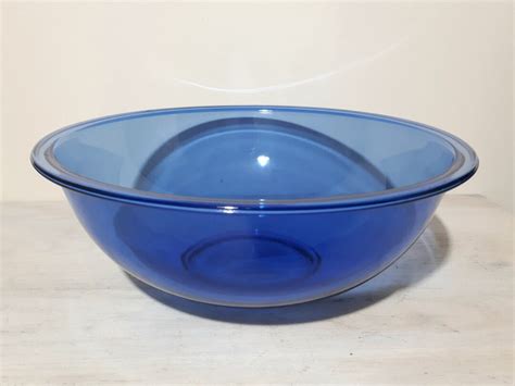 Vintage Pyrex Cobalt Blue Clear Glass Mixing Bowl L Etsy