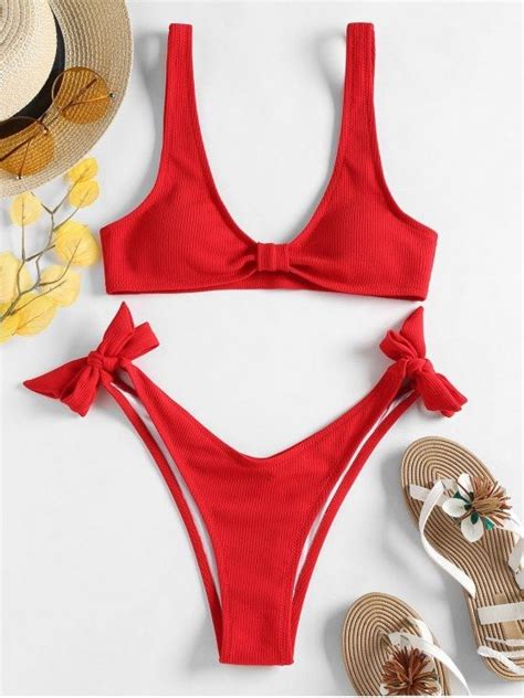 rib tie side high leg bikini set lava red high leg bikini bikinis my xxx hot girl