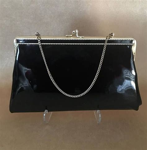 Black Evening Bag Black Patent Leather Harry Levine Gold Etsy Black