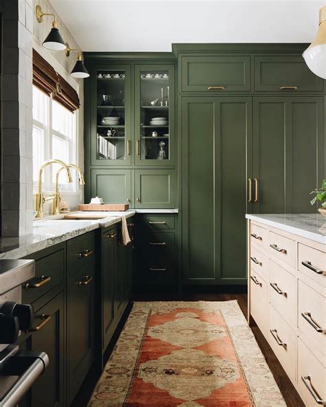 Oak style shaker kitchen corner door pack for 625 wall 2x270x720mm pack dd. Schoolhouse on Instagram: "Olive green + brass accents # ...