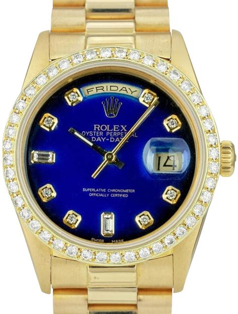 Rolex Blue Vignette Mens President Day Date 1803 All Gold