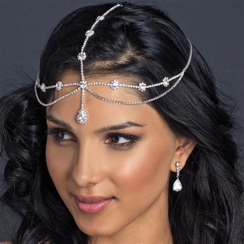 Rhinestone Crystal Teardrop Indian Forehead Jewelry Bridal Wedding Headpiece Clothing Shoes