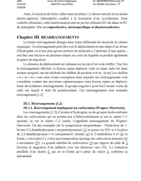 Cours Chimie Master 1&2 – Laboratoire de Chimie BioOrganique et de