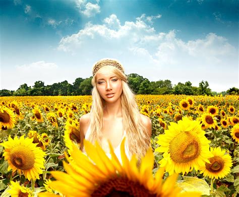 Sunflower Field Girl Portrait
