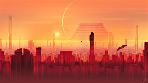 City Sunset Illustration Wallpapers Wallpaper Cave
