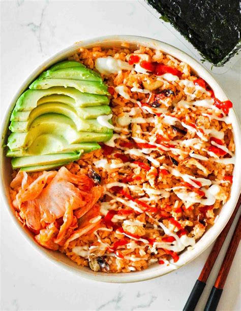 Tofu Salmon Rice Bowl With Sweet Chili Sauce And Homemade Vegan Mayo