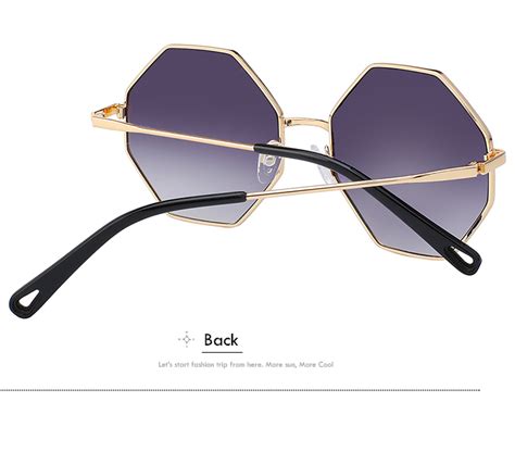 oversize polygon shades sun glasses fashion female sunny eyewear with metal frame polarized