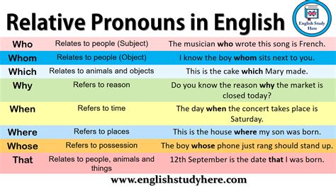 Relative Pronouns In English English Study Here