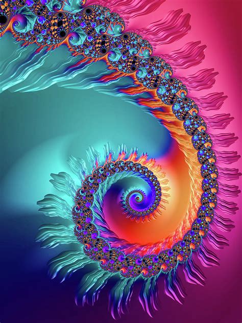 Vibrant And Colorful Fractal Spiral Digital Art By Matthias Hauser