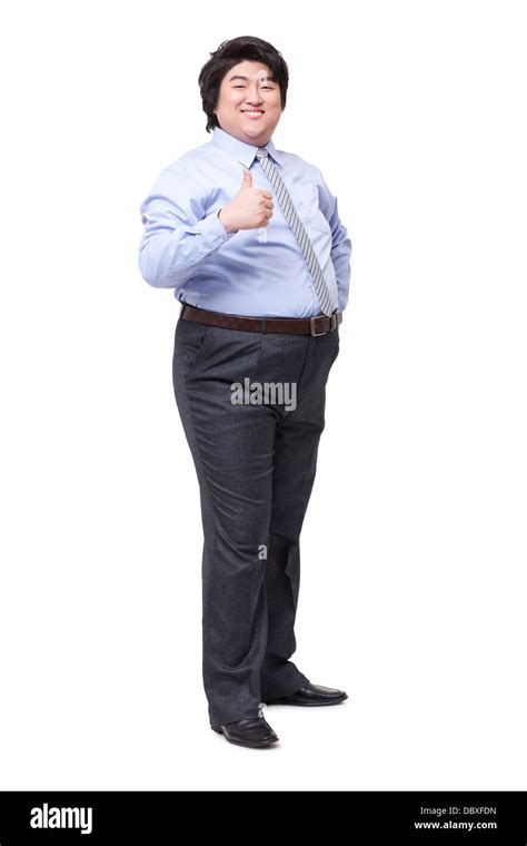 Overweight Businessman Doing Thumb Up Stock Photo Alamy