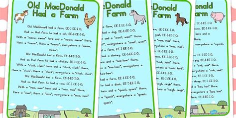 Old Macdonald Had A Farm Nursery Rhyme Poster Twinkl