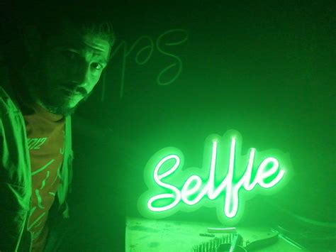 neon signs selfie selfies