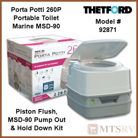 Thetford 260p Marine Porta Potti Toilet W Hold Down Kit And Msd 90 Pump