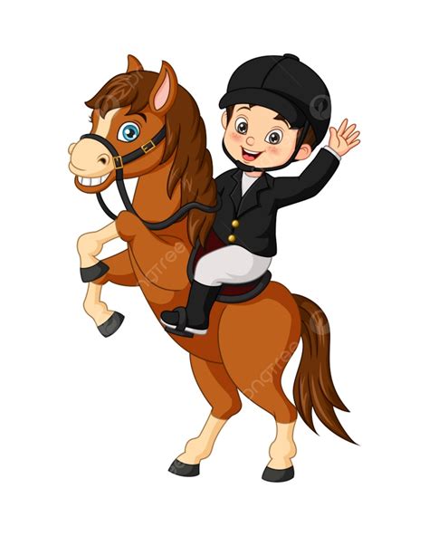 Gambar Kartun Anak Kecil Menunggang Kuda Punggung Kuda Maskot Kuda