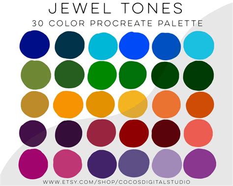 Jewel Tones Color Palette For Procreate 30 Color Swatches Etsy