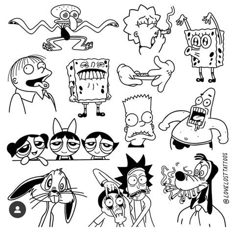 Kooky Karacters Trippy Drawings Cartoon Tattoos Tattoo Sketches
