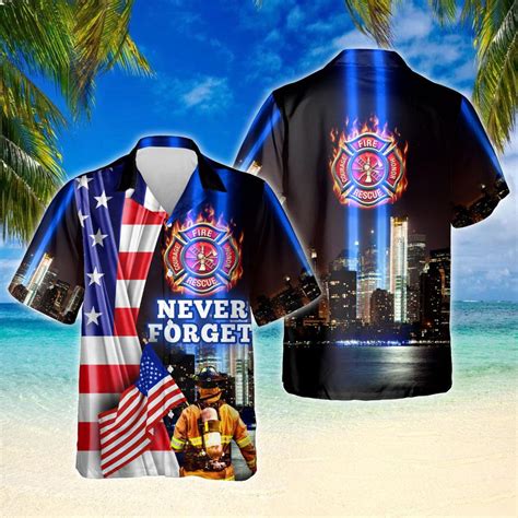 New Never Forget 911 Firefighter Hawaiian Shirt Meteew