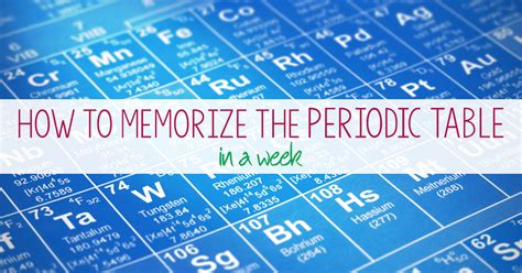 How To Memorize The Periodic Table Of The Elements In A Week