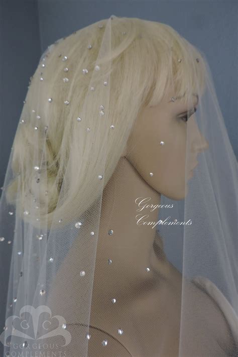 Rain Rhinestone Drop Veil Beaded With Rhinestones Bridal Veil Wedding