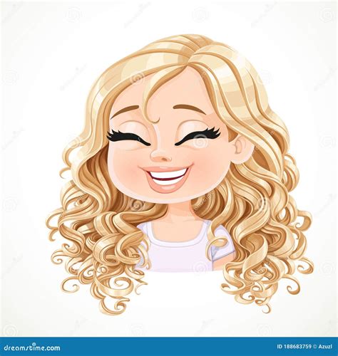 Hermosa Y Feliz Caricatura Chica Rubia Con Magn Fico Retrato De Pelo Rizado Ilustraci N Del