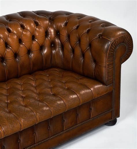 English Chesterfield Cognac Leather Sofa At 1stdibs Cognac