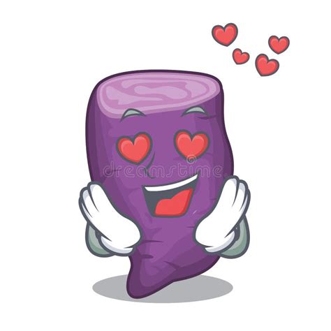 In Love Purple Sweet Potato In Mascot Basket Stock Vector