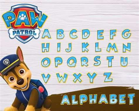 Paw Patrol Alphabet Paw Patrol Letters Paw Patrol Font Paw Etsy