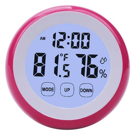 New Red Touch Screen Electronic Thermometer And Hygrometer With Time
