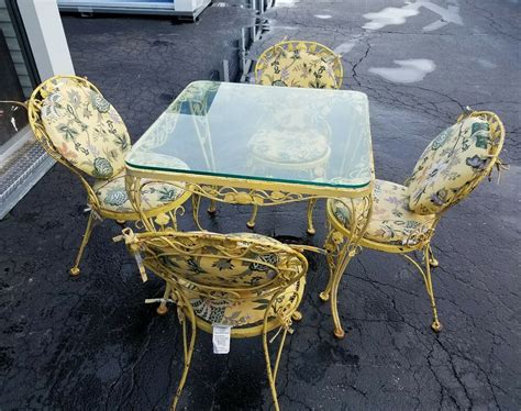 Check spelling or type a new query. Vintage Woodard Wrought Iron Out Door Patio Set Table ...
