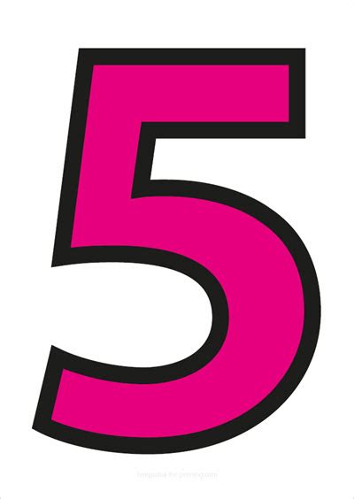 Pink Numbers With Black Contours For Printing Templates For Printing