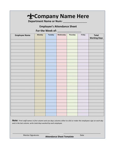 Employees Attendance Sheet Template In Word And Pdf Formats