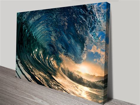 Crystal Waves Surfing Art Canvas Print Sunset Wave Wall Art Australia