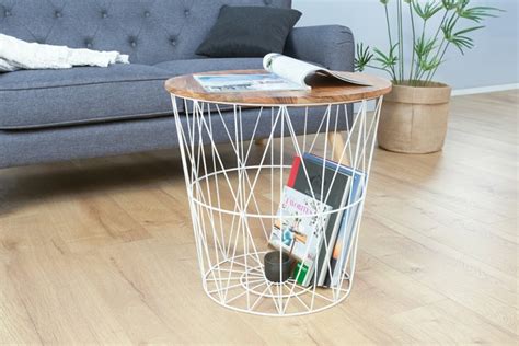 Dekoartikel günstig und bequem online kaufen! Design Beistelltisch STORAGE 52cm weiß Akazienholz ...