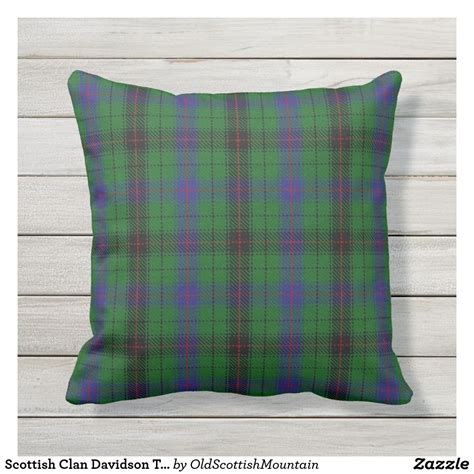 Scottish Clan Davidson Tartan Throw Pillow Tartan Throws