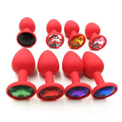 small size red silicone anal toys anal plug anal toys smooth touch diamond butt plug insert