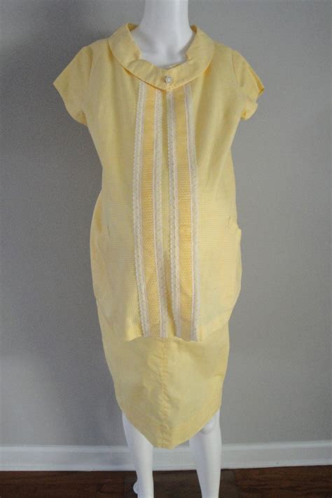 Vintage 1950s 50s Dress Maternity Suit Gingham Cotton Maternity