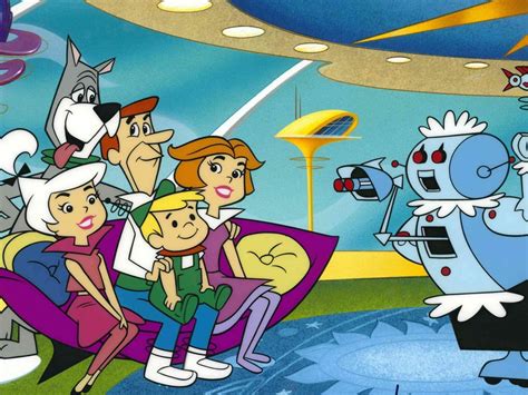 Collectibles The Jetsons Animated Tv Series Cast In Flying Car And Rosie Robot Publicity Photo