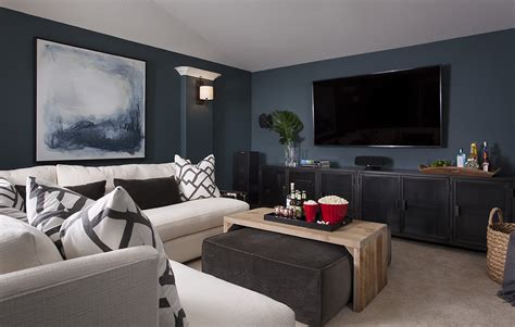 Painting your basement walls can do more than just improve the look of your home; BEFORE & AFTER: COZY MEDIA ROOM - Heather Scott Home & Design