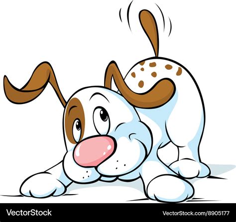 Cute Dog Wags His Tail And Wants To Play Vector Image