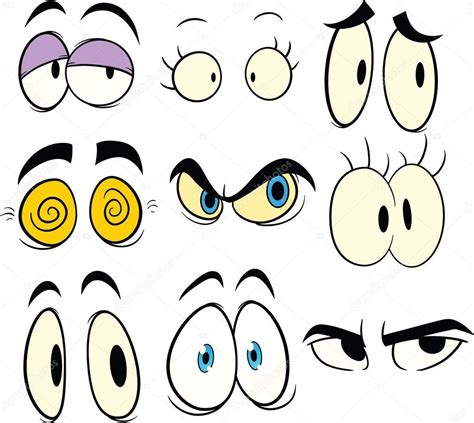 Cartoon Eyes Vector Illustration With Simple Gradients Each In A