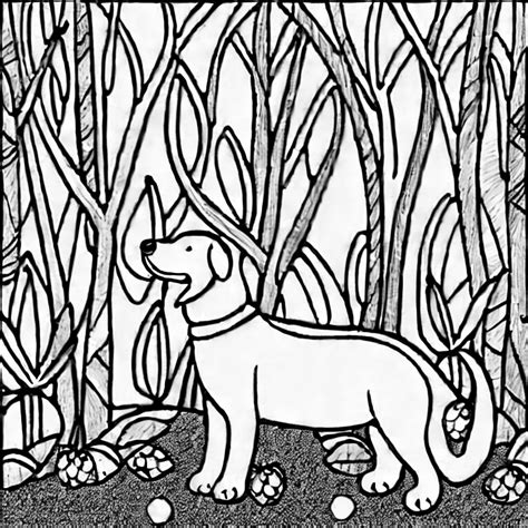 Dog In The Forest Coloring Page Color Anything