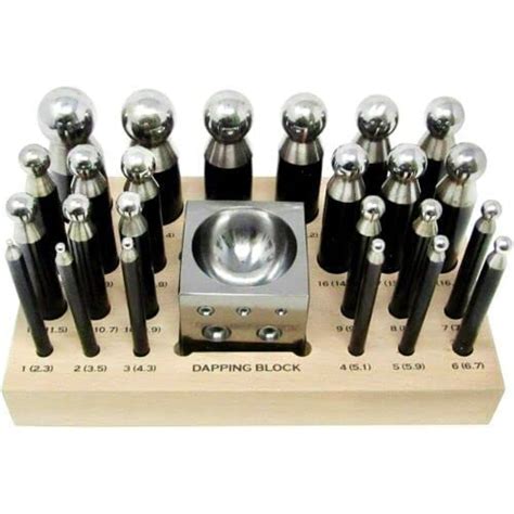 Hyyyyh 26 Pcs Metal Forming Dapping Doming Punch And Block Steel Set With