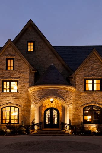 Exterior Of A Mansion At Night Stock Photo Download Image Now Istock