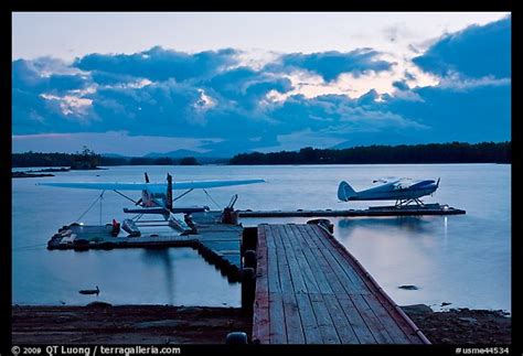 Picturephoto Seaplanes And Dock At Dusk Ambajejus Lake Maine Usa