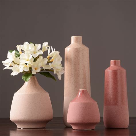 Nordic Pink Ceramic Vase Dried Flower Vase Crafts Furnishings Vases For Centerpieces For